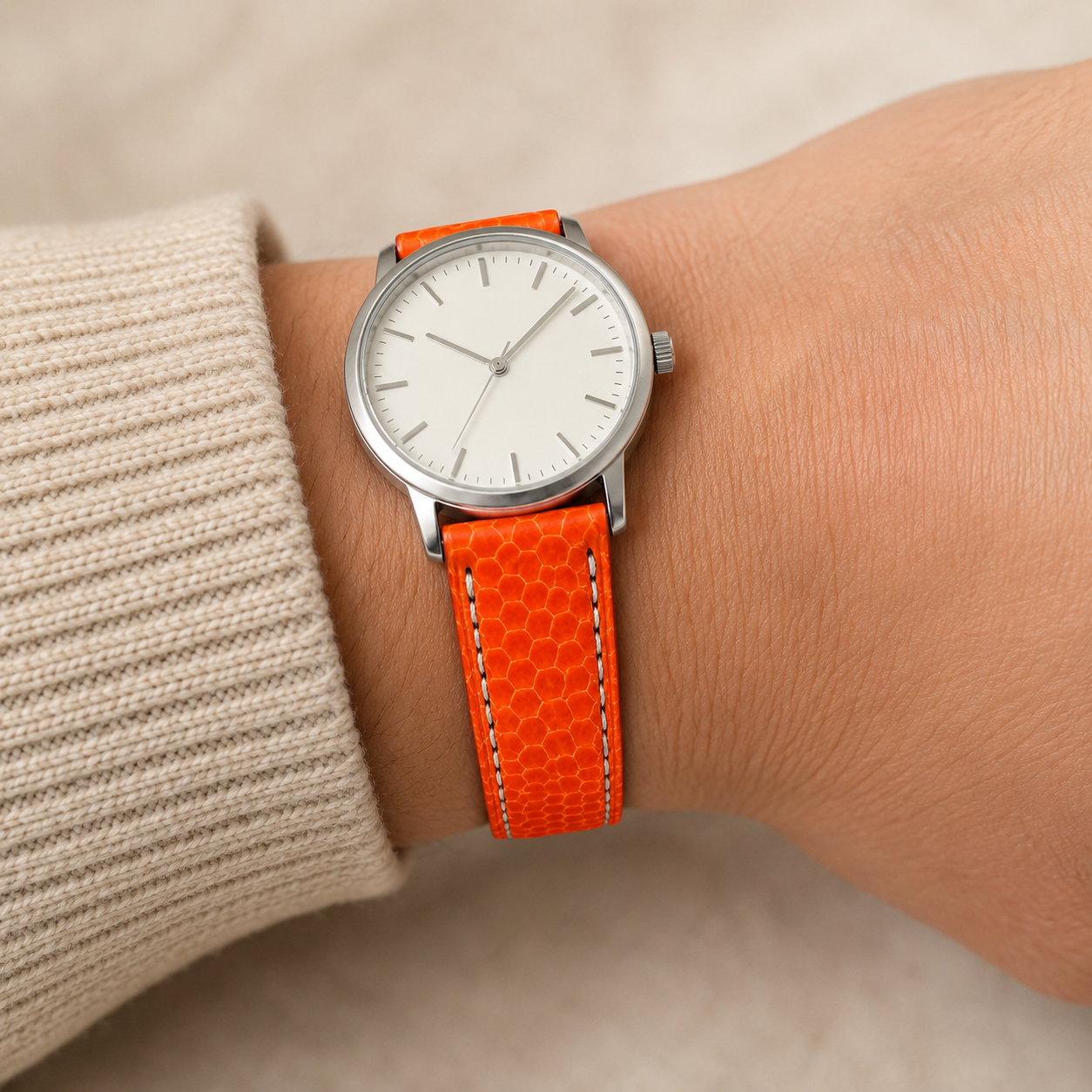 Orange Lizard Leather Watch Strap