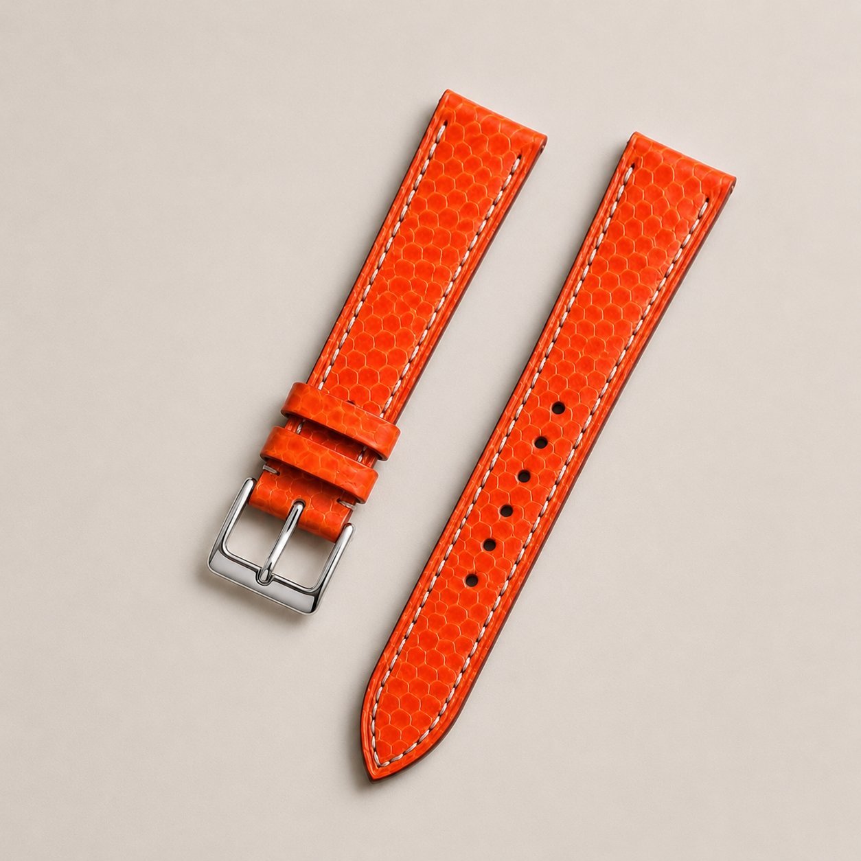 Orange Lizard Leather Watch Strap