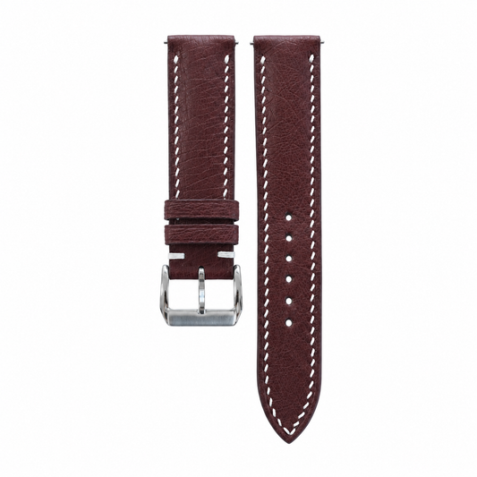 Oxblood Smooth Ostrich Leather Watch Strap - hero