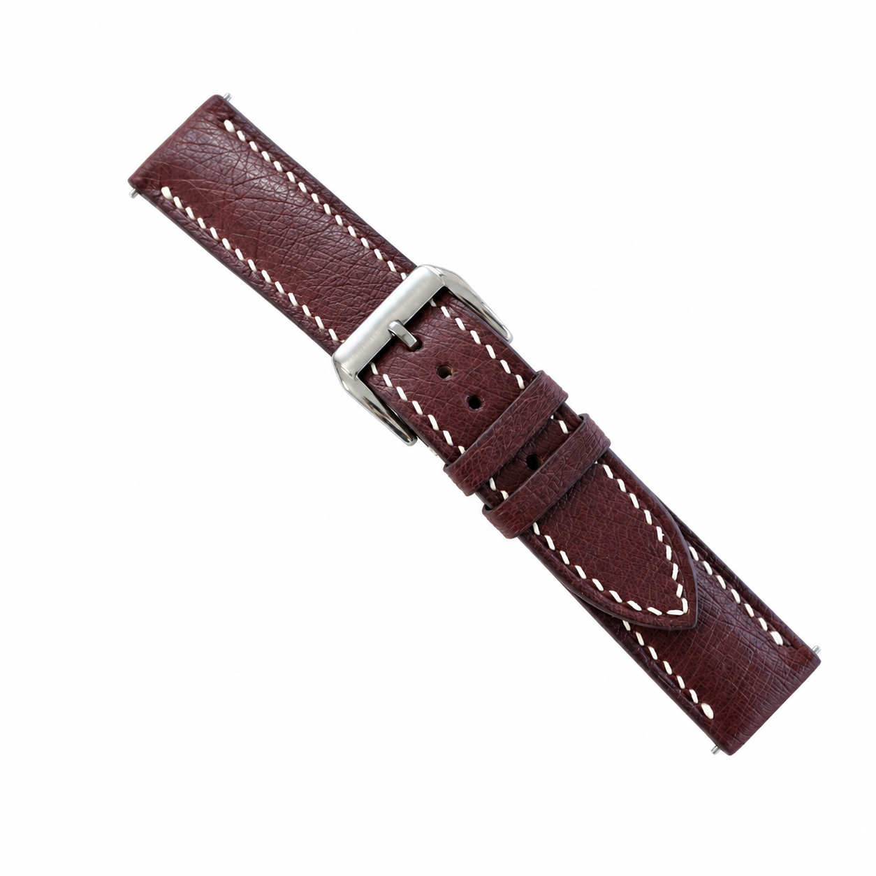Oxblood Smooth Ostrich Leather Watch Strap - side view
