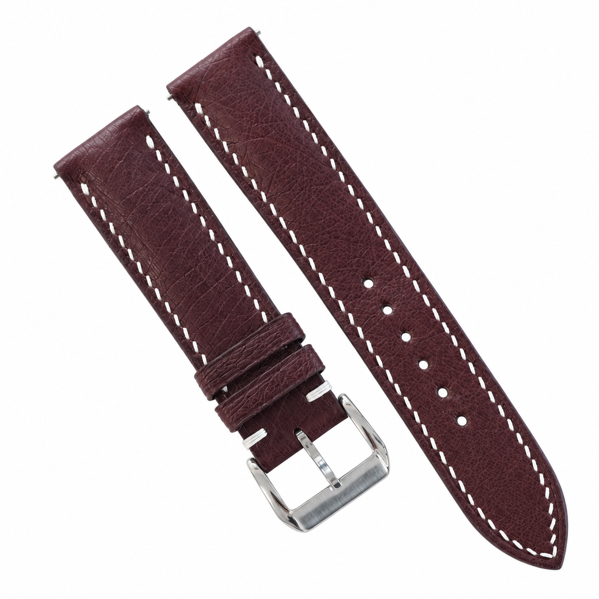 Oxblood Smooth Ostrich Leather Watch Strap - on wrist