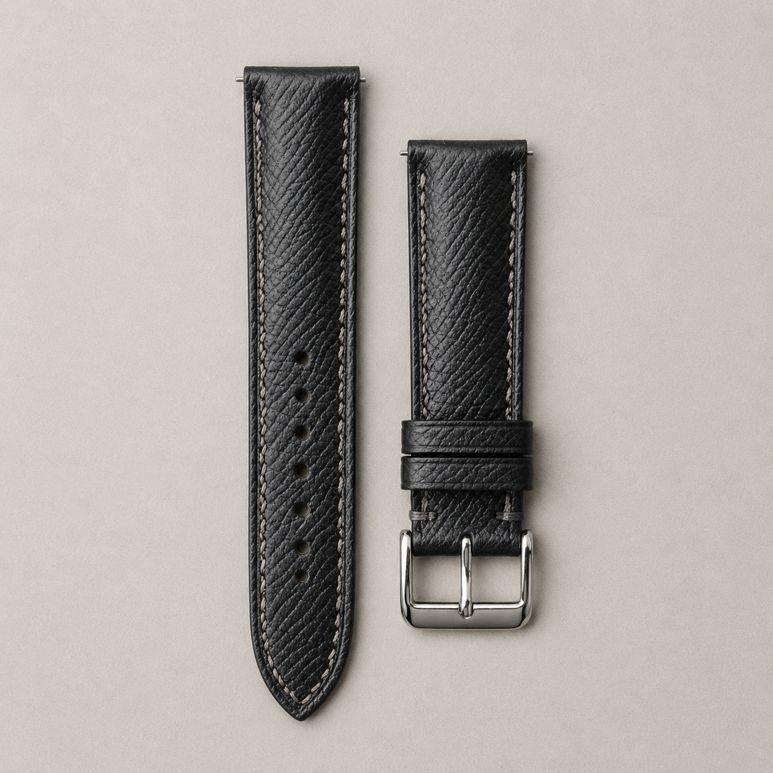 Padded Black Epsom Leather Watch Strap