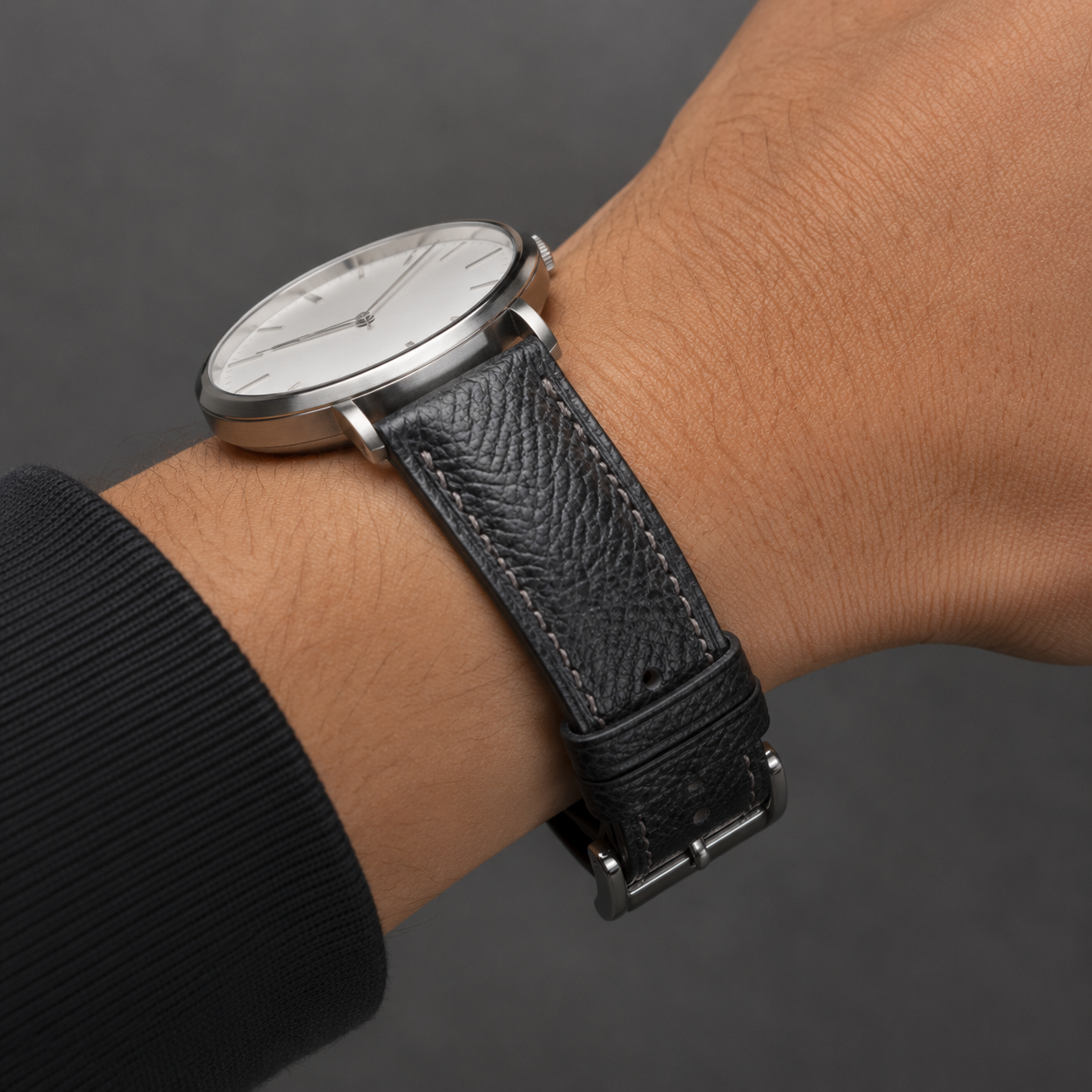 Padded Black Epsom Leather Watch Strap