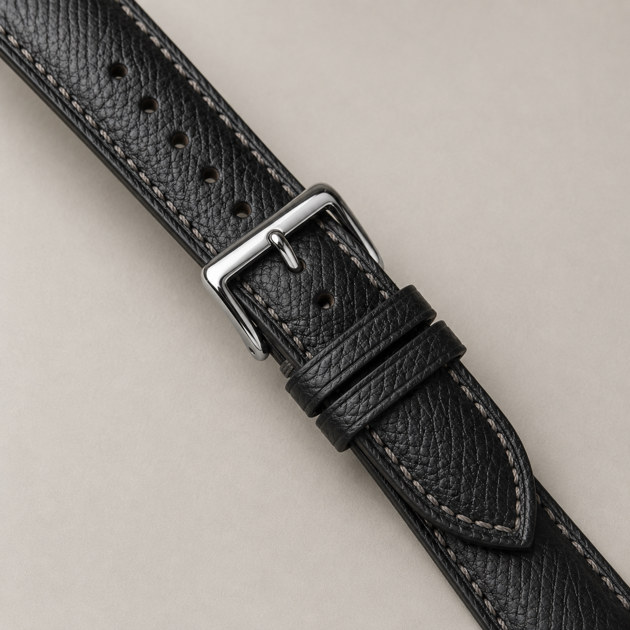 Padded Black Epsom Leather Watch Strap