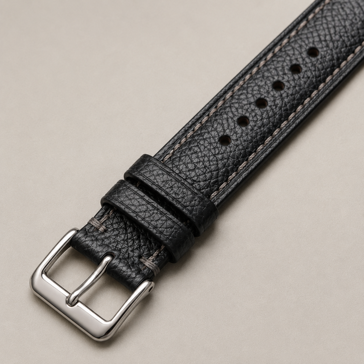 Padded Black Epsom Leather Watch Strap