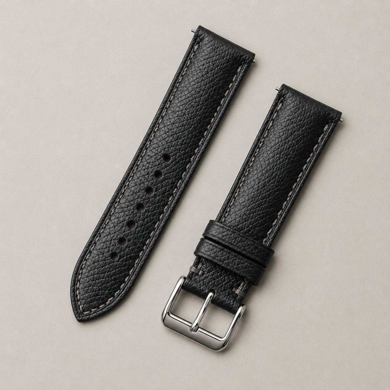 Padded Black Epsom Leather Watch Strap
