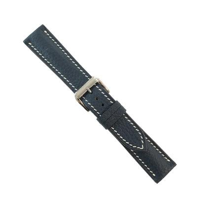 Padded Black Togo calf leather watch strap handmade
