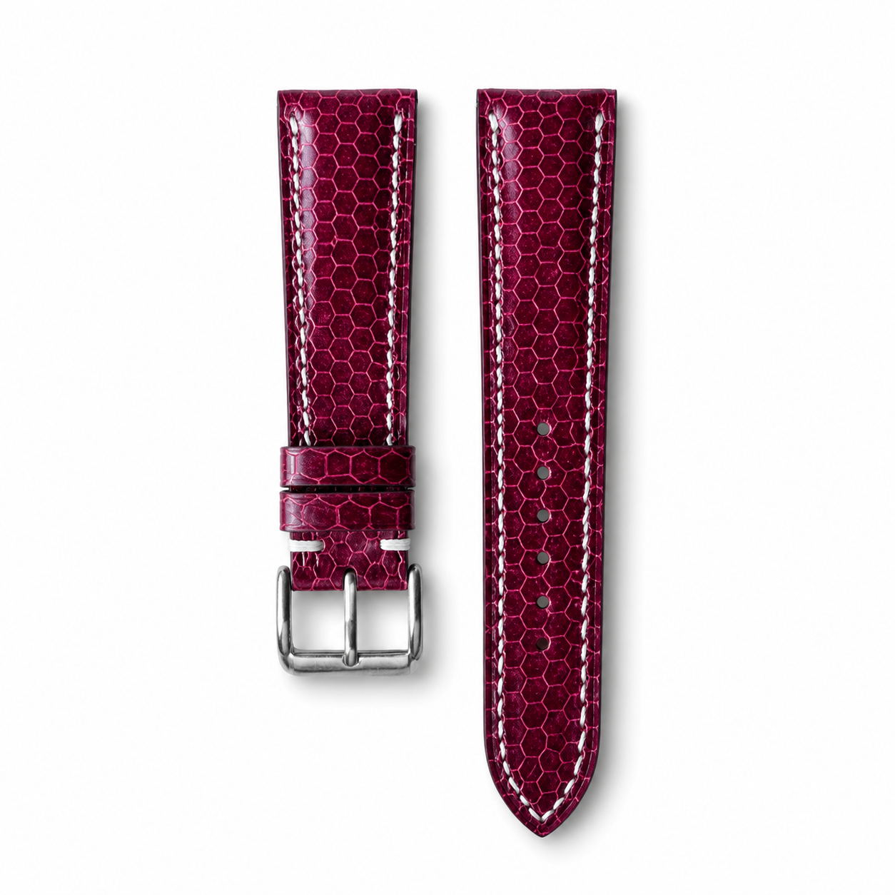Padded Burgundy Sea Snake leather watch strap
