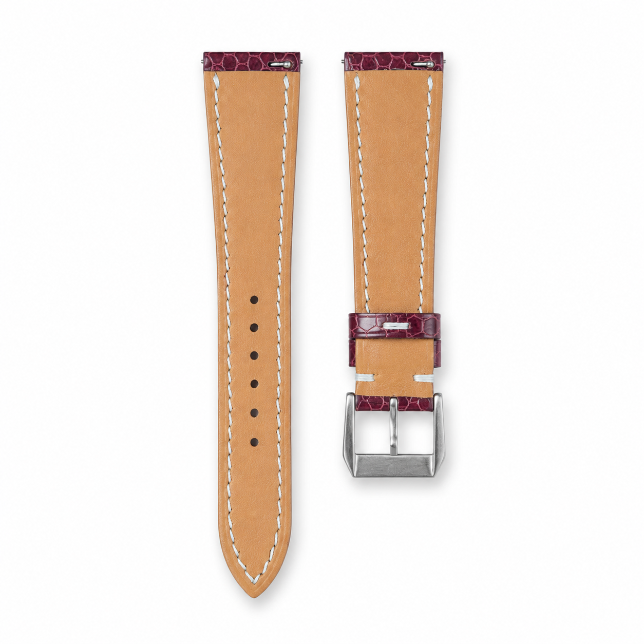 Padded Burgundy Sea Snake leather watch strap