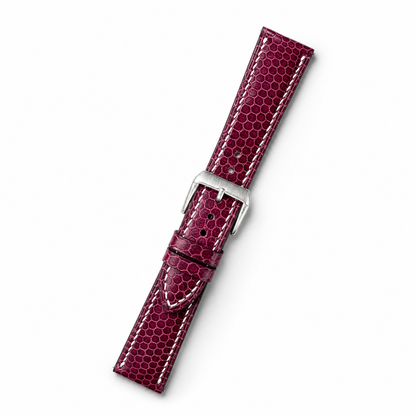 Padded Burgundy Sea Snake leather watch strap