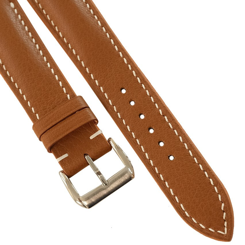 Cognac Brown Swift calfskin watch strap handmade