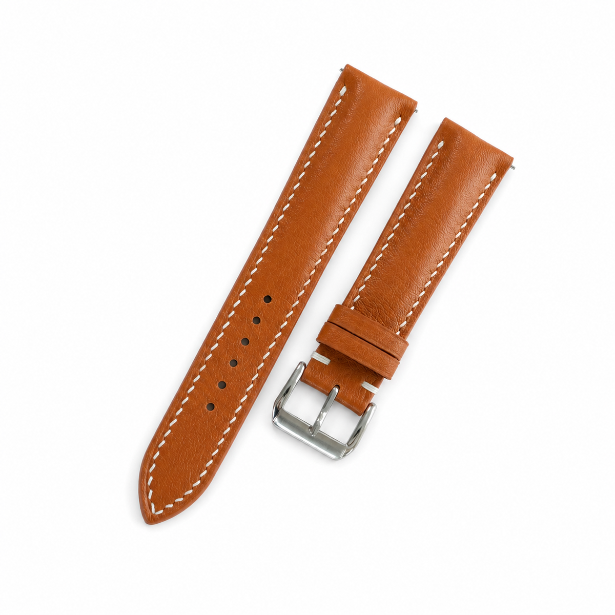 Padded Cognac Brown Swift Leather Watch Strap - Photo 2