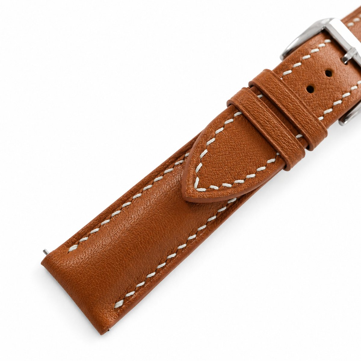 Padded Cognac Brown Swift Leather Watch Strap - Photo 3