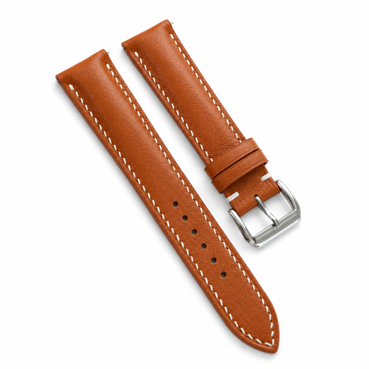 Padded Cognac Brown Swift Leather Watch Strap - Photo 4