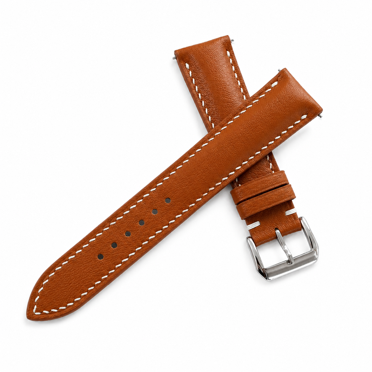 Padded Cognac Brown Swift Leather Watch Strap - Photo 5