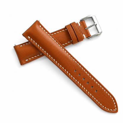 Padded Cognac Brown Swift Leather Watch Strap - Photo 6
