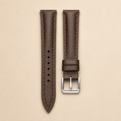 Padded Dark Brown Epsom Leather Watch Strap