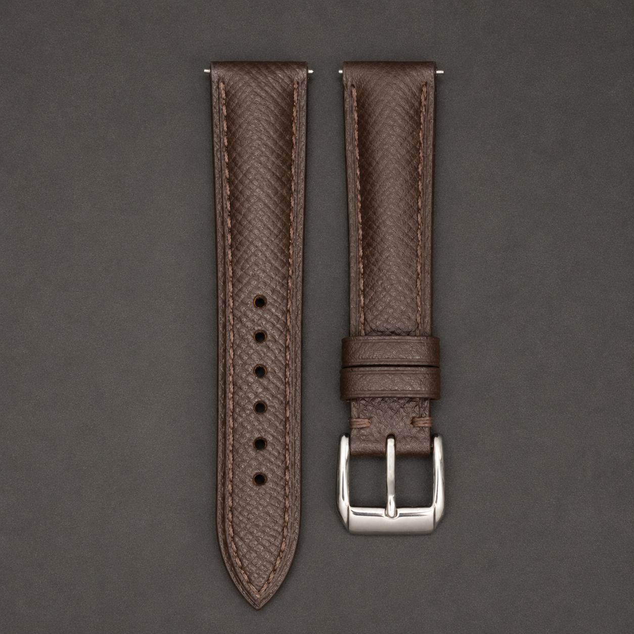 Padded Dark Brown Epsom Leather Watch Strap