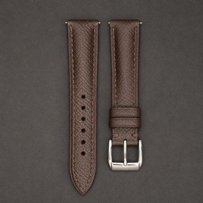 Padded Dark Brown Epsom Leather Watch Strap