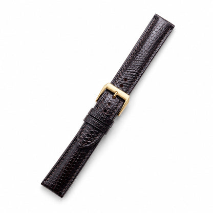 Padded Dark Brown Lizard leather watch strap with tone-on-tone stitching
