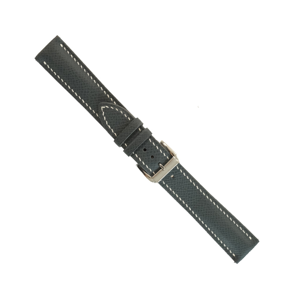 Padded Dark Grey Epsom leather watch strap handmade