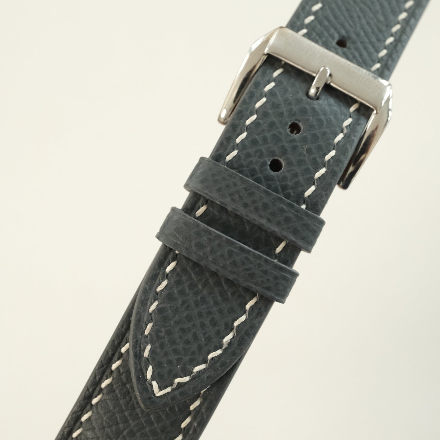 Dark Grey Epsom leather watch strap detail