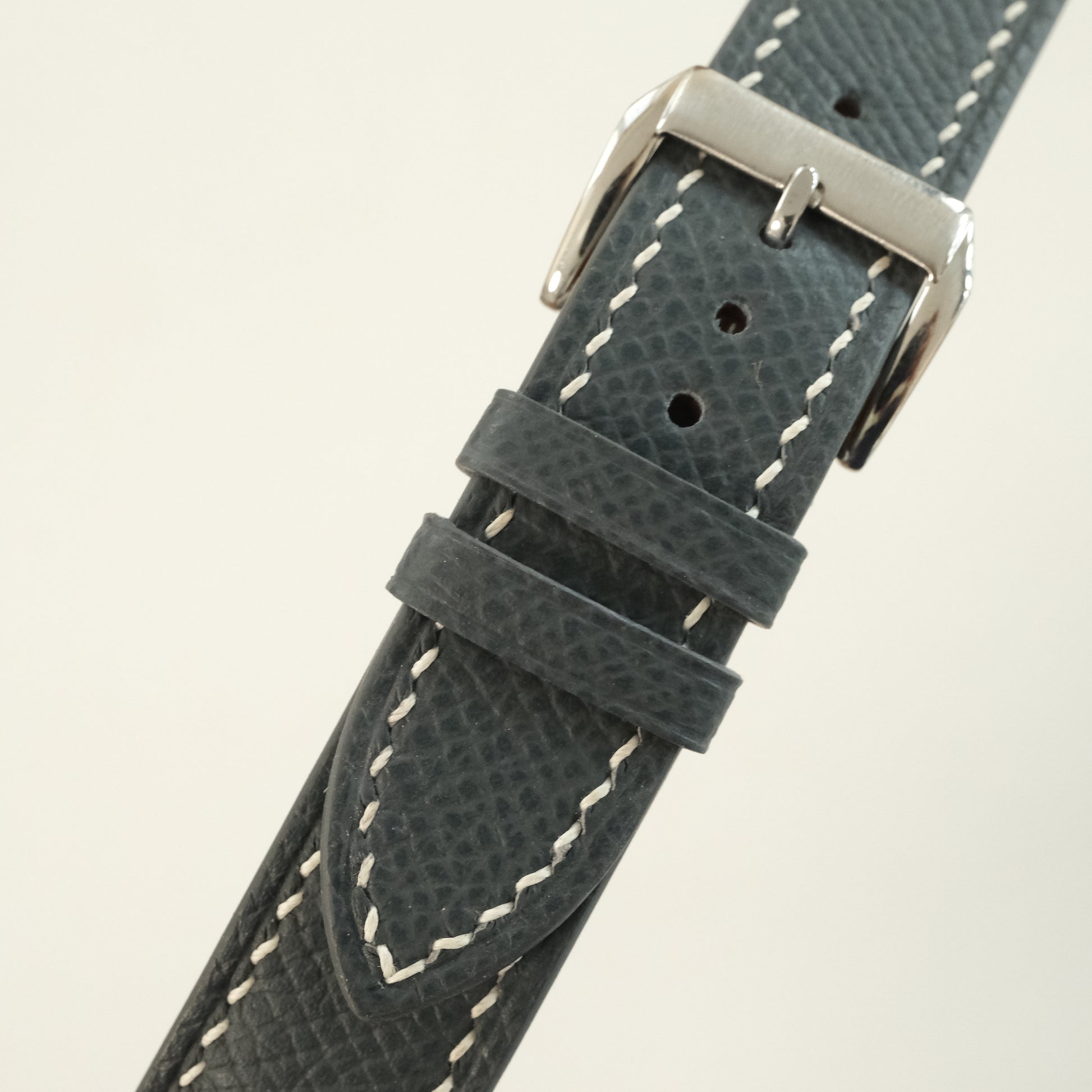 Dark Grey Epsom leather watch strap detail