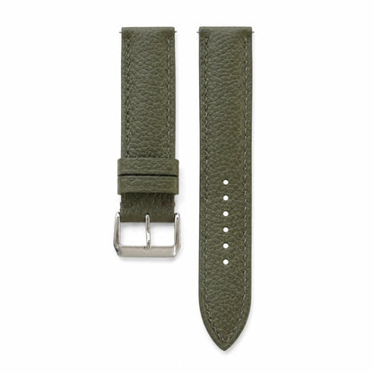 Padded Dark Olive Green Togo Leather Watch Strap
