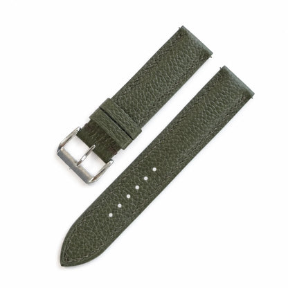 Padded Dark Olive Green Togo Leather Watch Strap