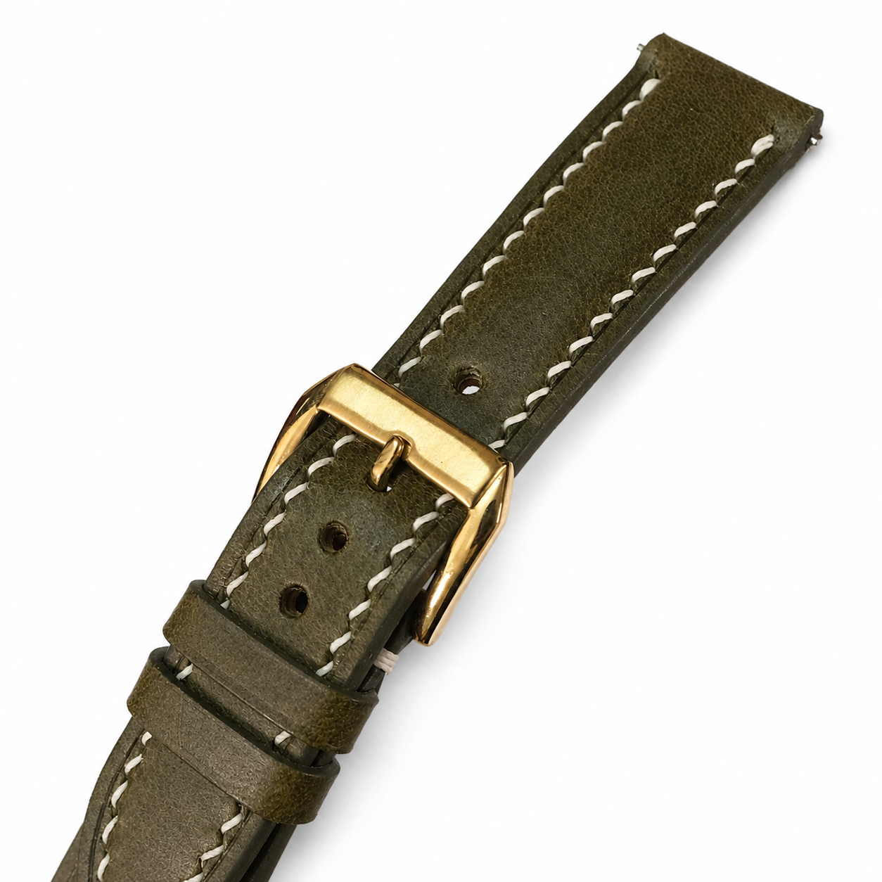 Padded Deep Olive Green Swift Leather Watch Strap