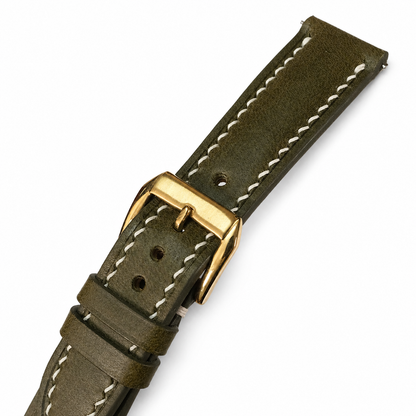 Padded Deep Olive Green Swift Leather Watch Strap
