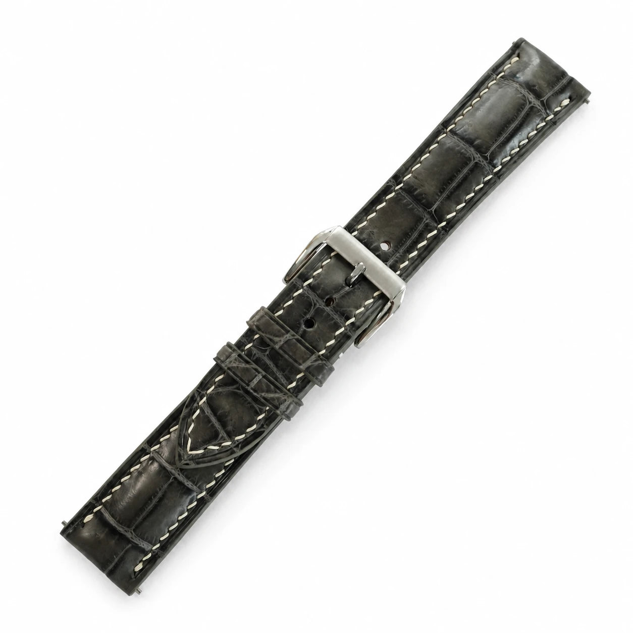 Padded Gray Alligator Leather Watch Strap