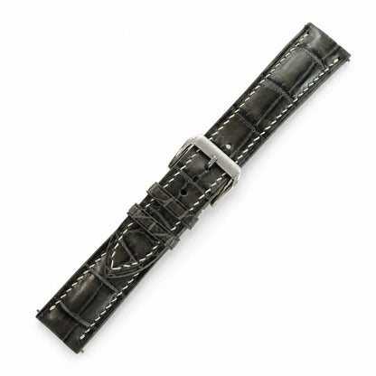 Padded Gray Alligator Leather Watch Strap