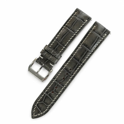 Padded Gray Alligator Leather Watch Strap