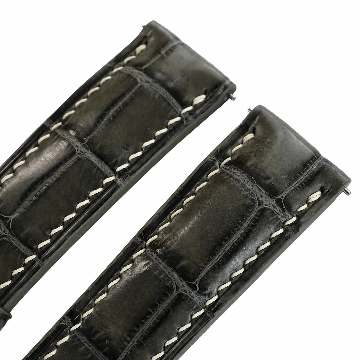 Padded Gray Alligator Leather Watch Strap