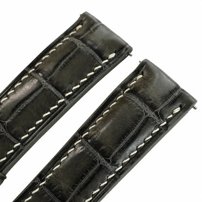 Padded Gray Alligator Leather Watch Strap