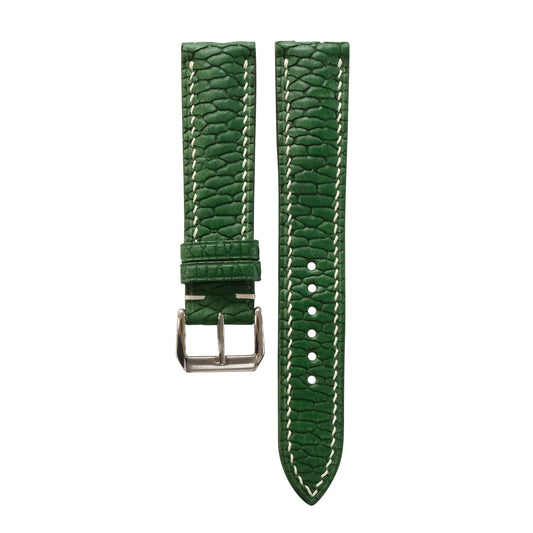 Padded Green Beaver Tail Leather Watch Strap