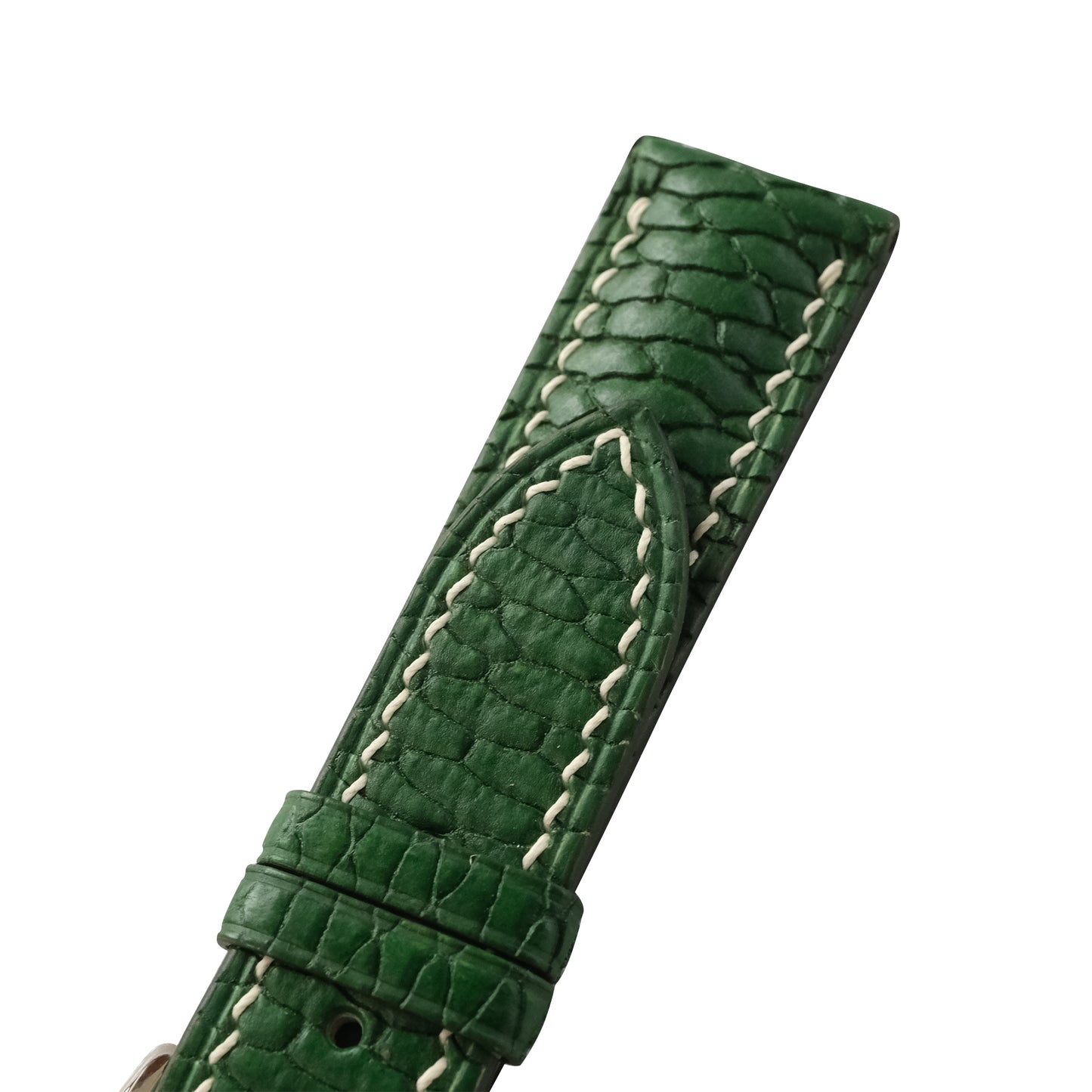 Padded Green Beaver Tail Leather Watch Strap