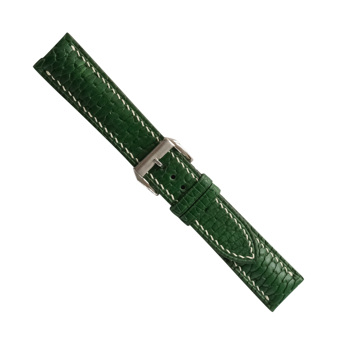 Padded Green Beaver Tail Leather Watch Strap