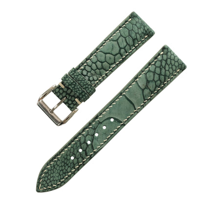 Padded Green Nubuck Ostrich Leg Leather Watch Strap