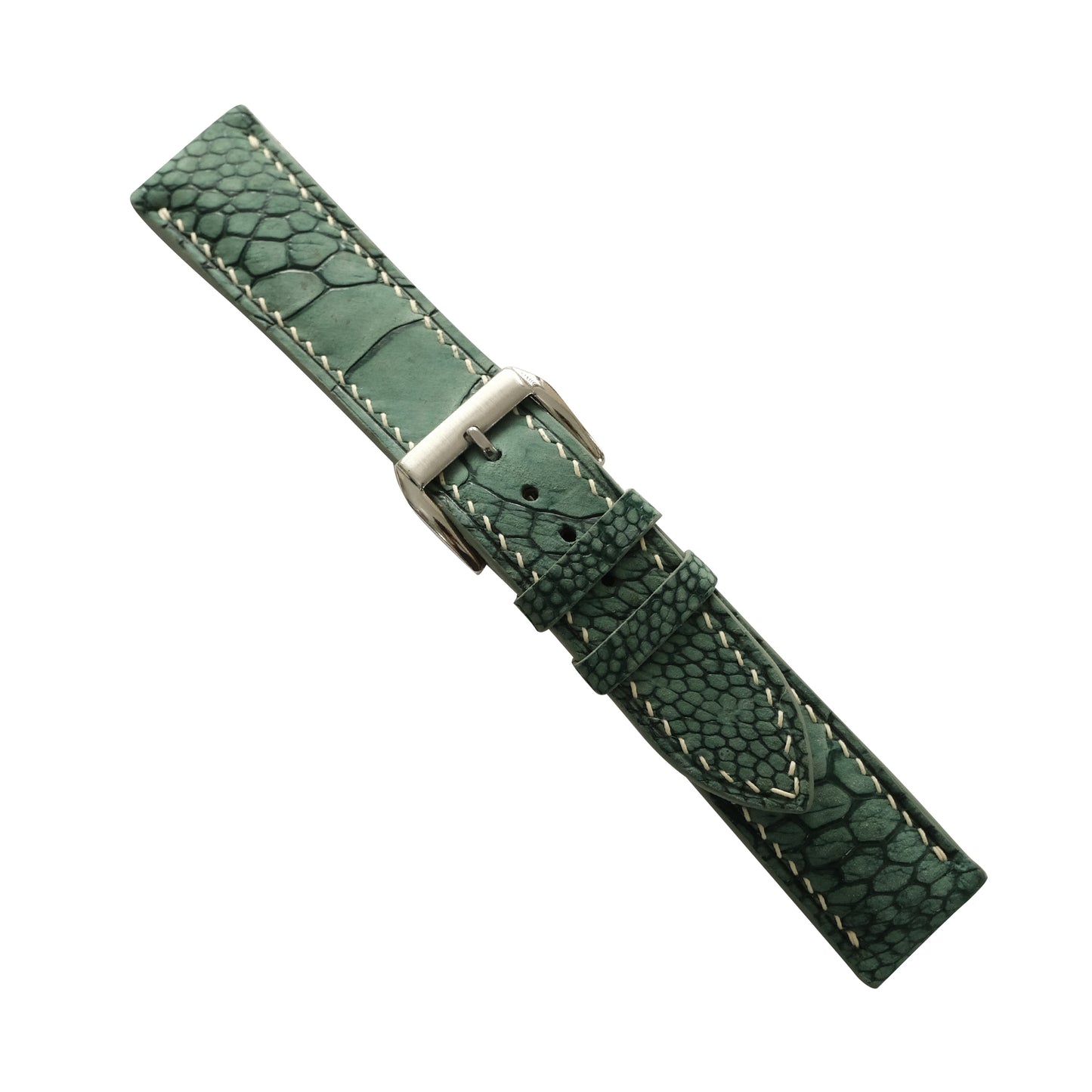 Padded Green Nubuck Ostrich Leg Leather Watch Strap