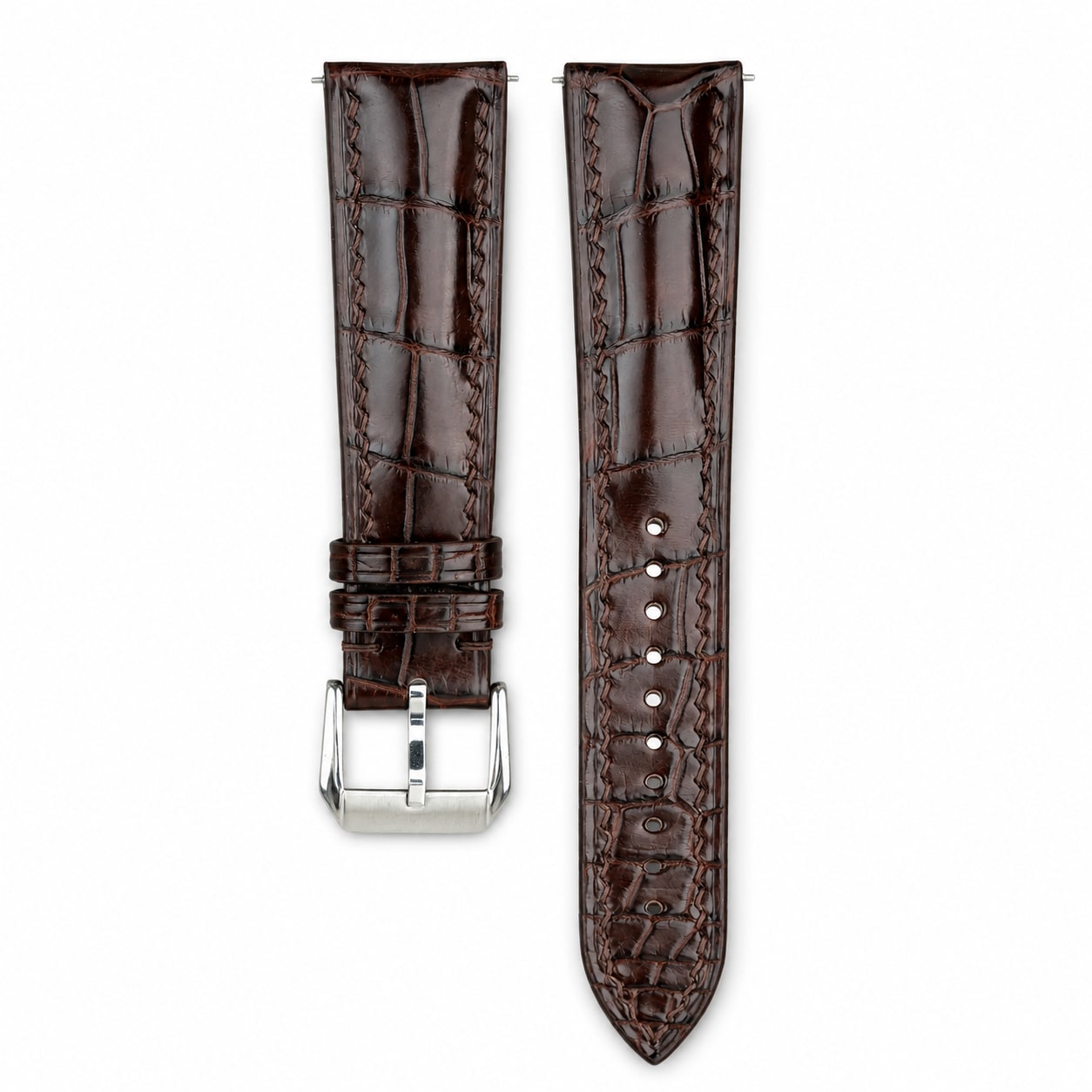 Padded Mahogany reddish-brown Alligator leather watch strap