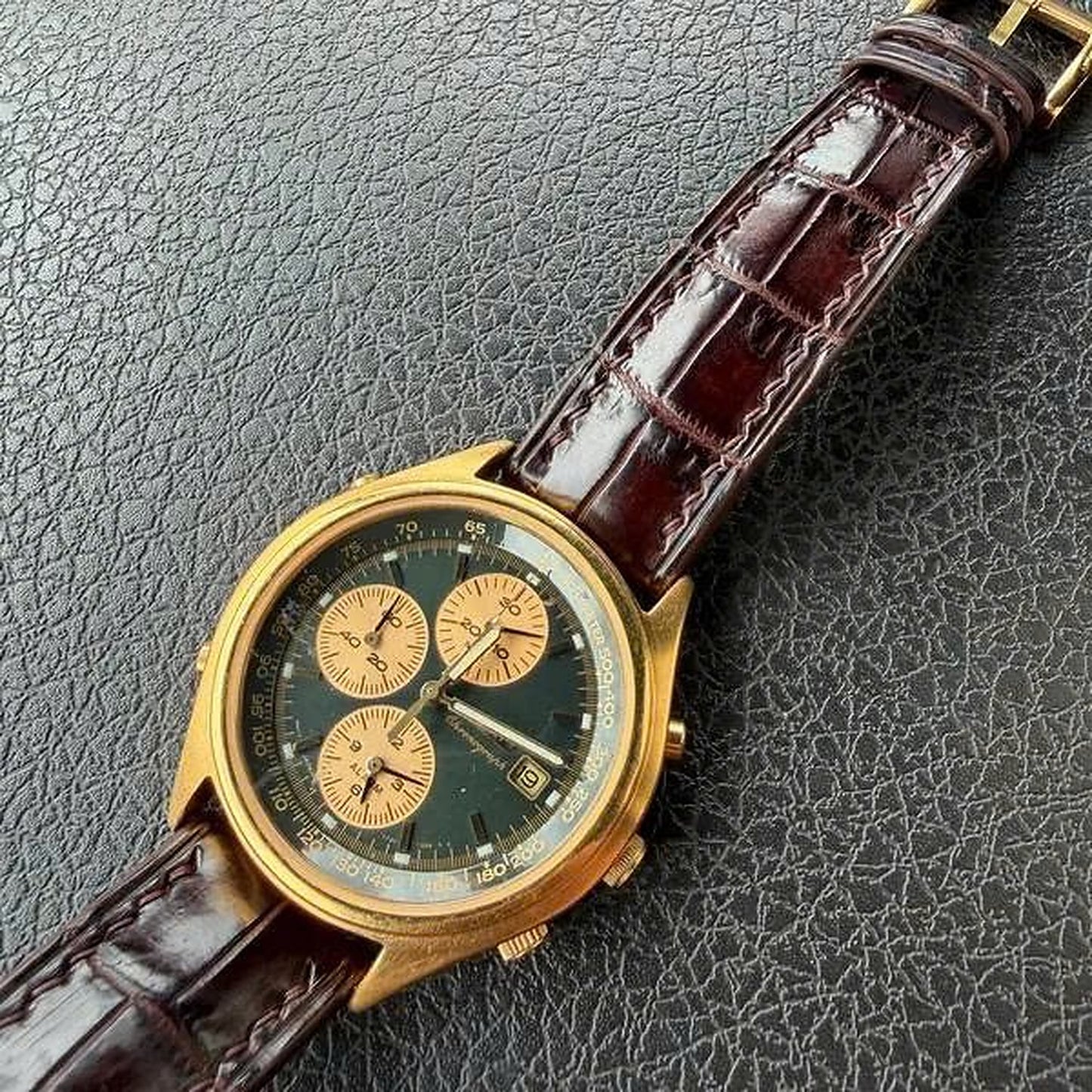 Padded Mahogany reddish-brown Alligator leather watch strap