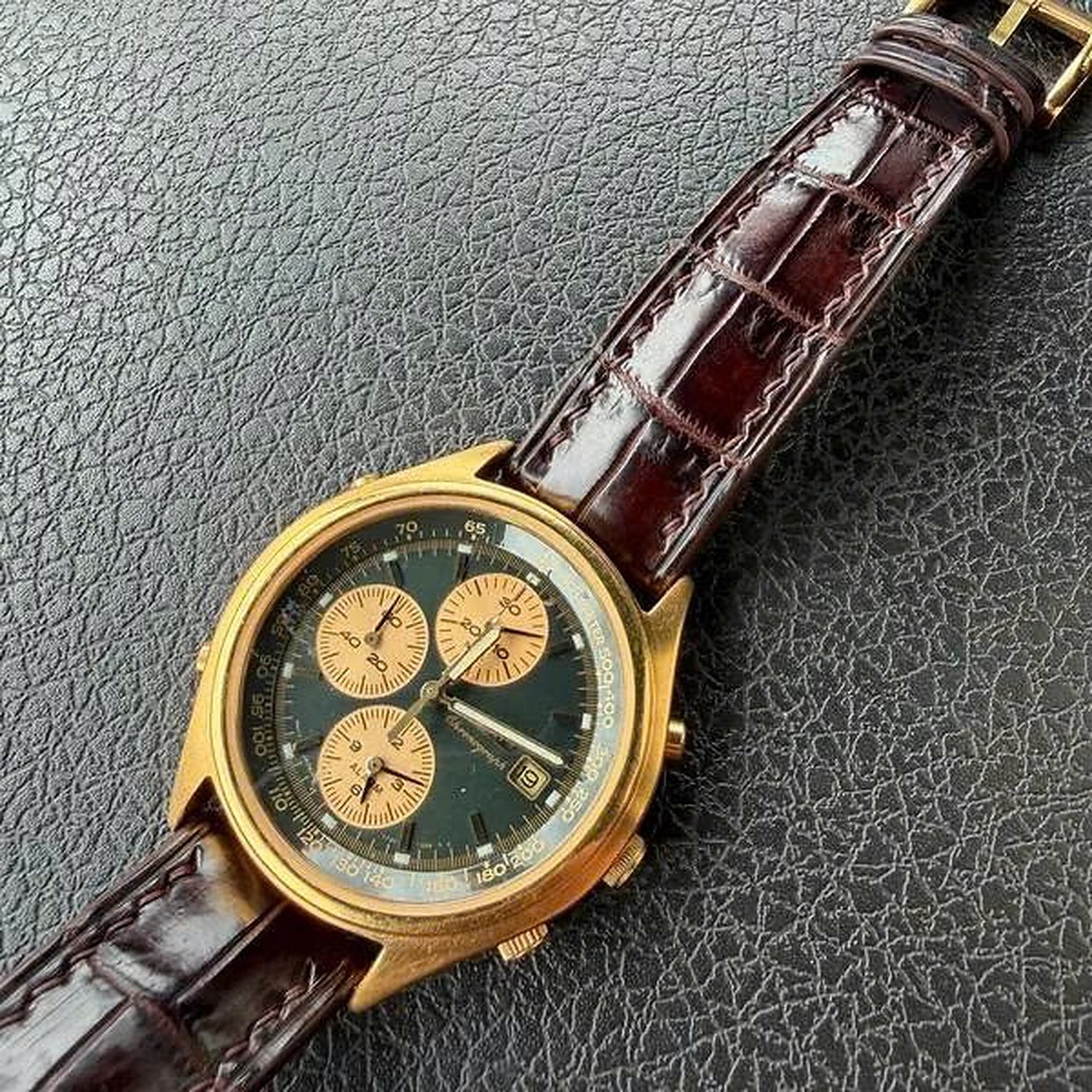 Padded Mahogany reddish-brown Alligator leather watch strap