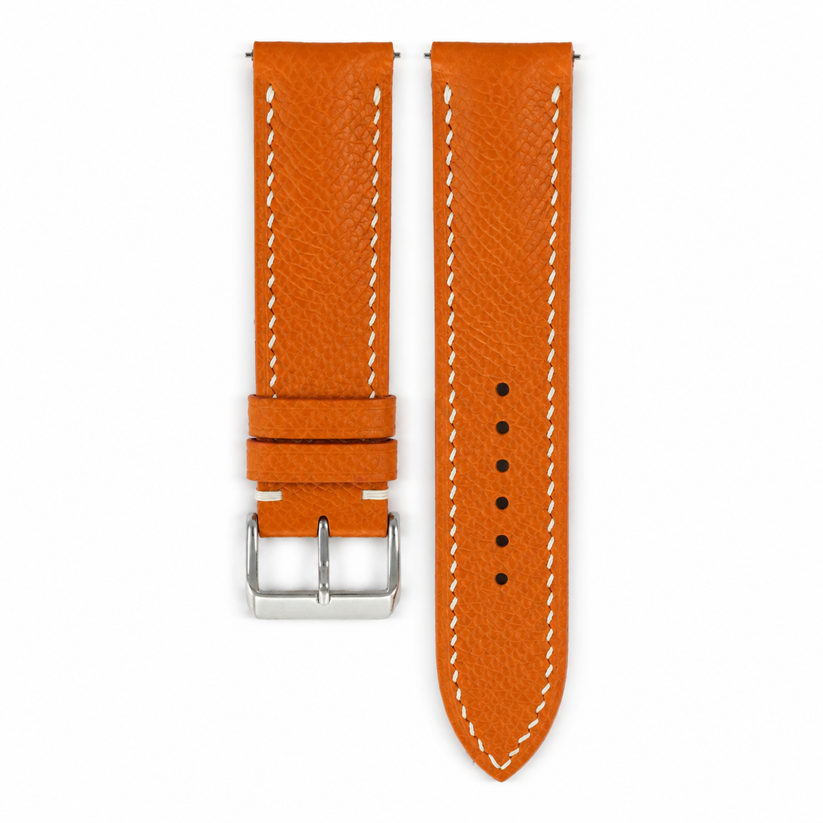 Padded Orange Epsom Leather Watch Strap - Photo 1