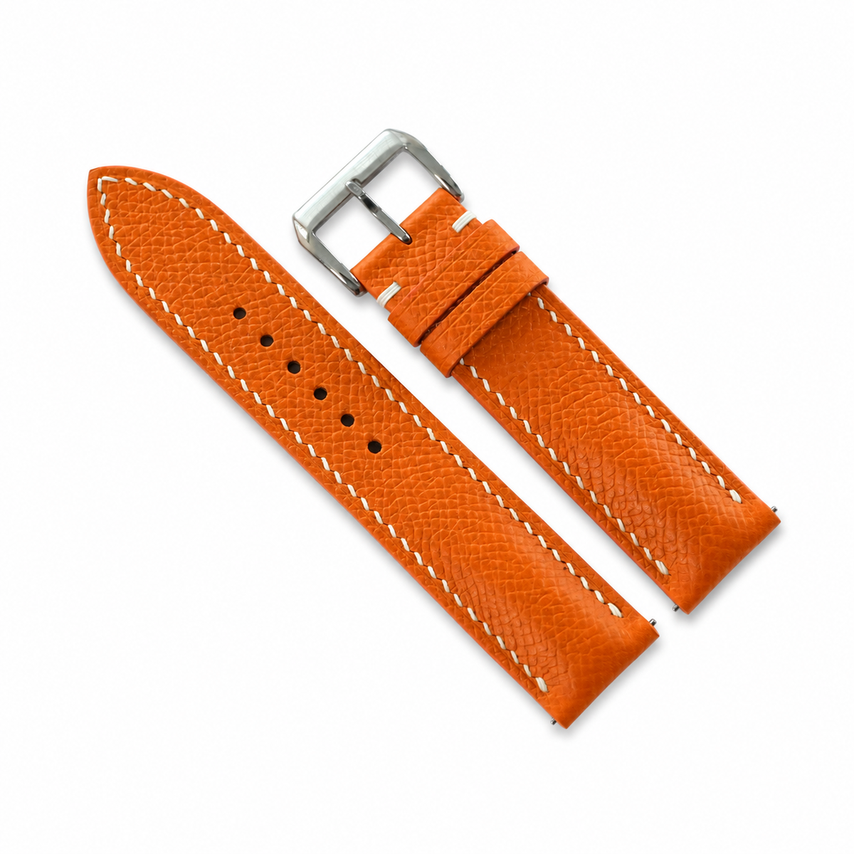 Padded Orange Epsom Leather Watch Strap - Photo 2