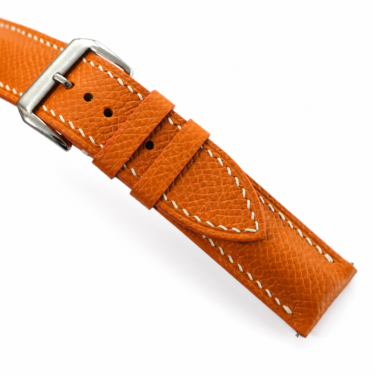 Padded Orange Epsom Leather Watch Strap - Photo 3