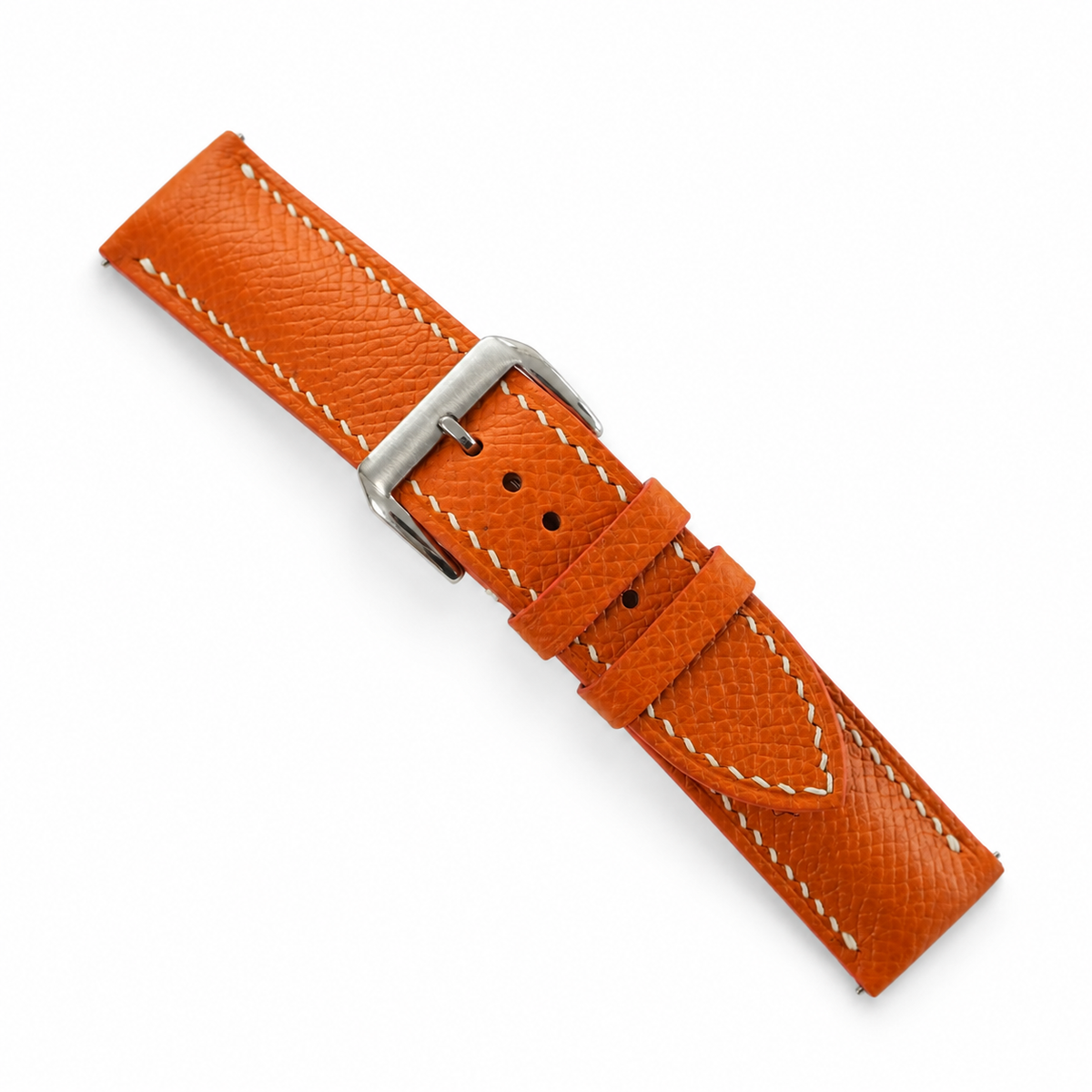 Padded Orange Epsom Leather Watch Strap - Photo 4