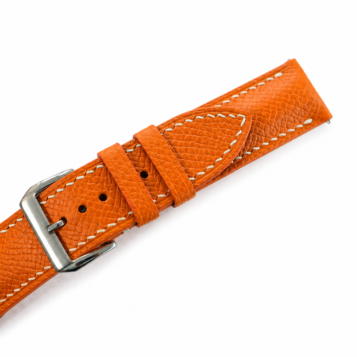 Padded Orange Epsom Leather Watch Strap - Photo 5