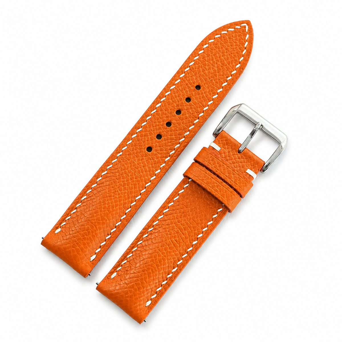 Padded Orange Epsom Leather Watch Strap - Photo 6
